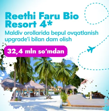 Reethi Faru Bio Resort 4★ — o‘ziga xos muhitga ega Maldiv orollari